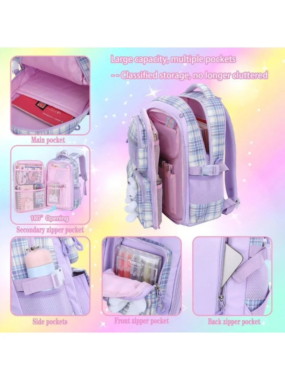 Kawaii Girls School Backpack Set for Kids - Cute Elementary Backpack & Supplies